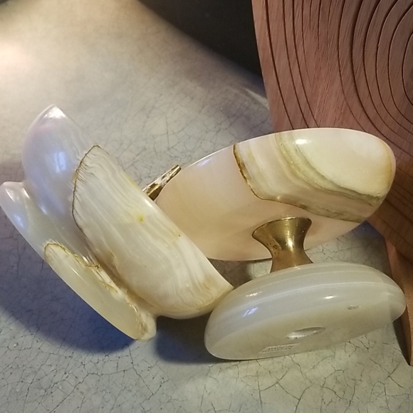 VTG.AGATE THICK CANDLE HOLDERS! SO COOL ☆ - Picture 5 of 8